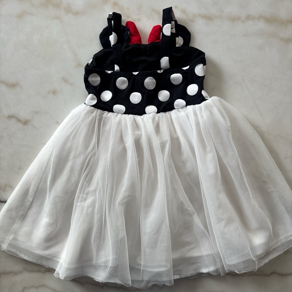 Disney Black and White Polka Dot Dress with Red Bow - Picture 3 of 4